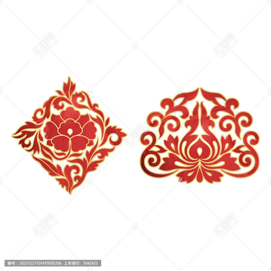 免摳傳統(tǒng)紋樣剪紙牡丹紋窗花