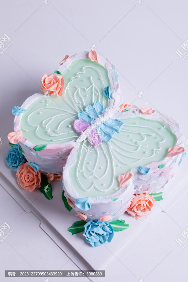3D蝴蝶手绘蛋糕