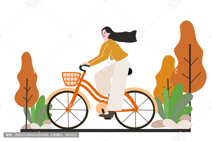 騎自行車的女生享受休閑時間