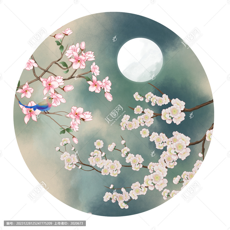 水墨玉蘭花裝飾畫