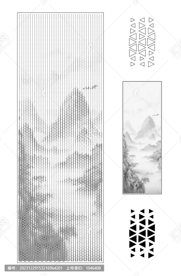 水墨山水画激光雕刻图