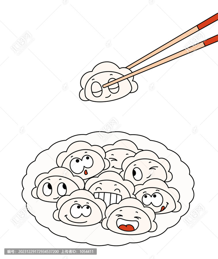 餃子卡通表情簡筆畫png