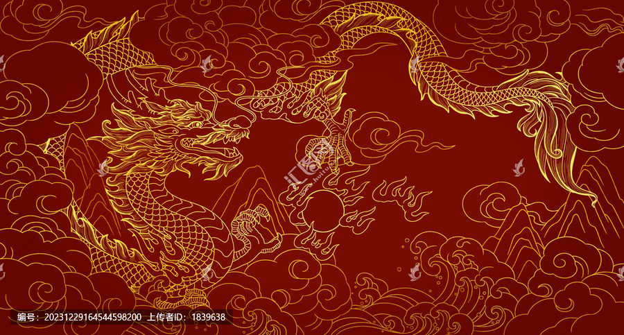 龍圖案線稿包裝禮盒