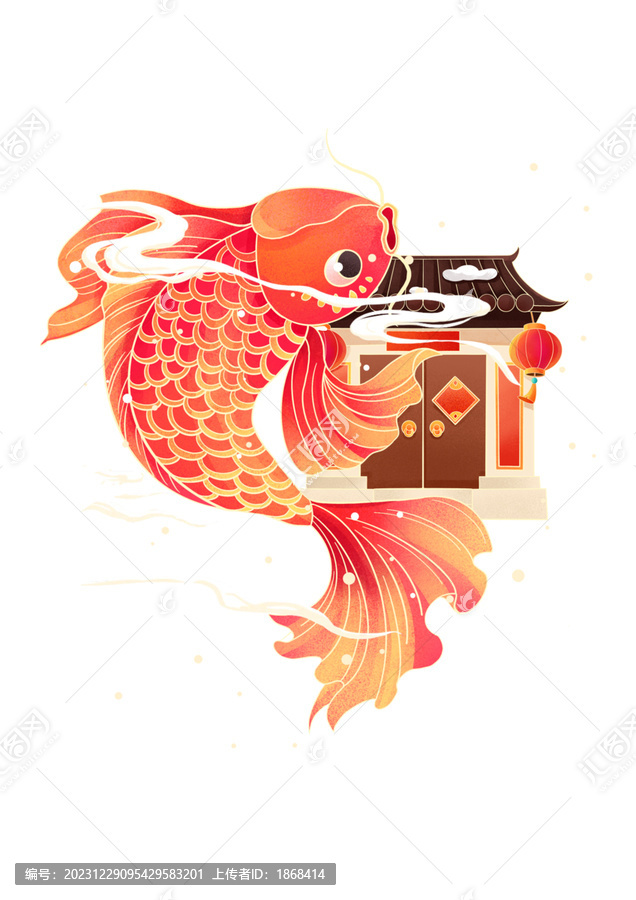 簡(jiǎn)約大氣紅色新春龍年節(jié)日插畫
