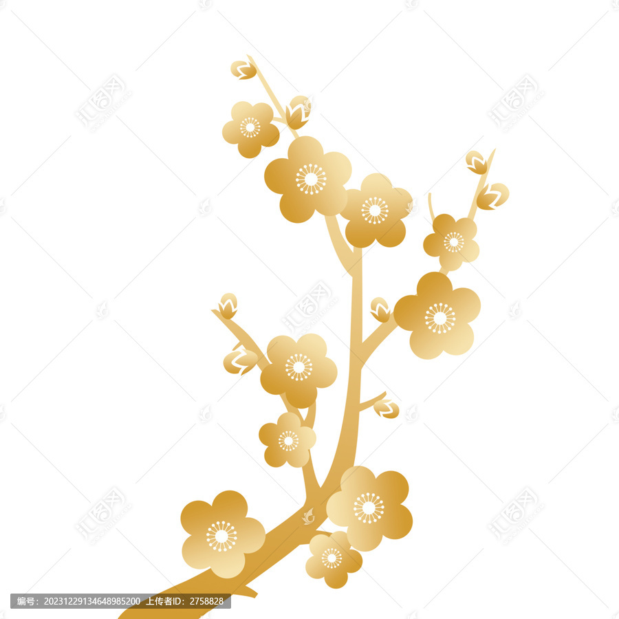 國(guó)潮古風(fēng)金色梅花