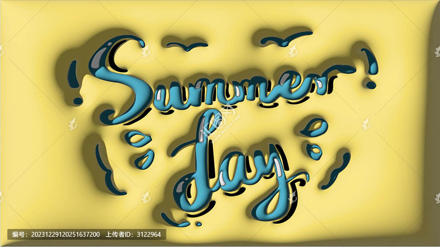 夏天英文字母膨脹立體圖案