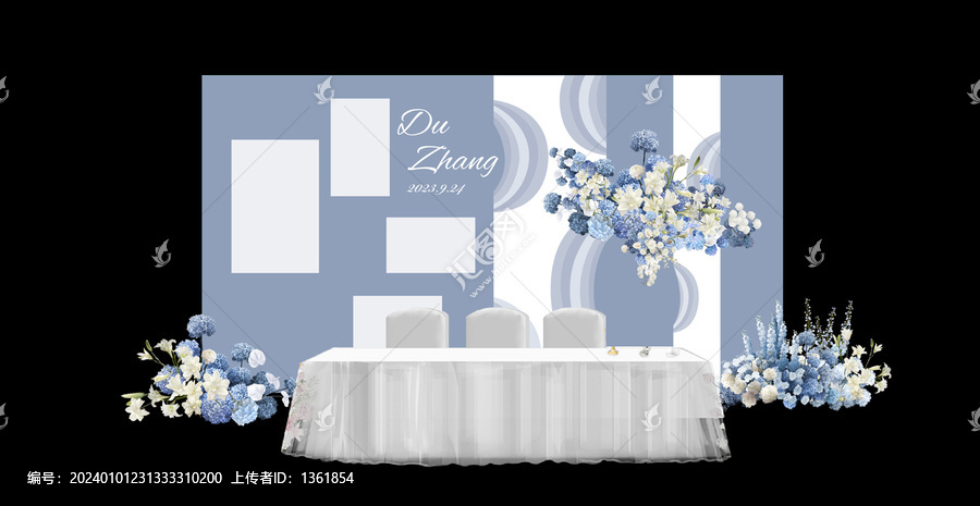 藍(lán)色婚禮簽到區(qū)