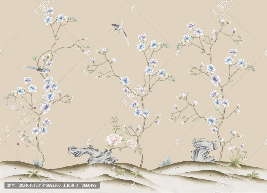工筆花鳥(niǎo)背景墻