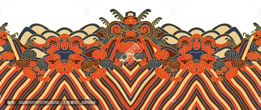 喜慶的江涯海水矢量圖