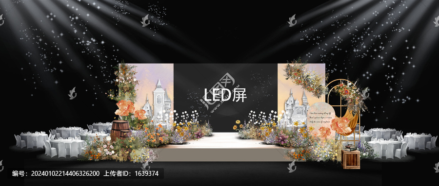 法式油畫風儀式區(qū)婚禮效果圖
