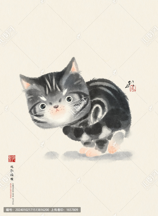 貓咪水墨畫