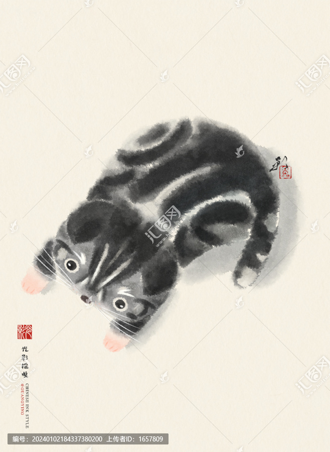 貓咪水墨畫