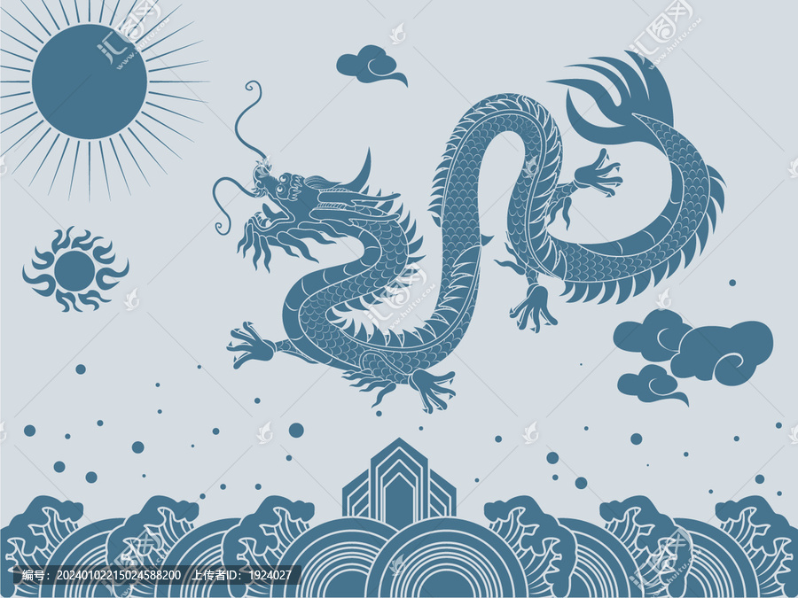 中國龍紋浮雕吉祥圖案