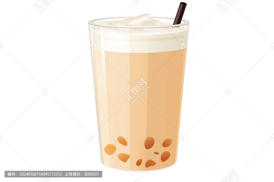 一杯帶吸管的珍珠奶茶免摳素材