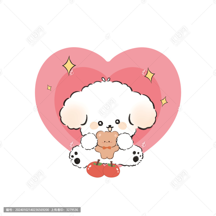 卡通小狗愛(ài)心可愛(ài)卡通印花圖案