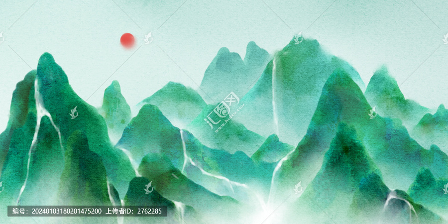 古風(fēng)山川瀑布風(fēng)景插畫