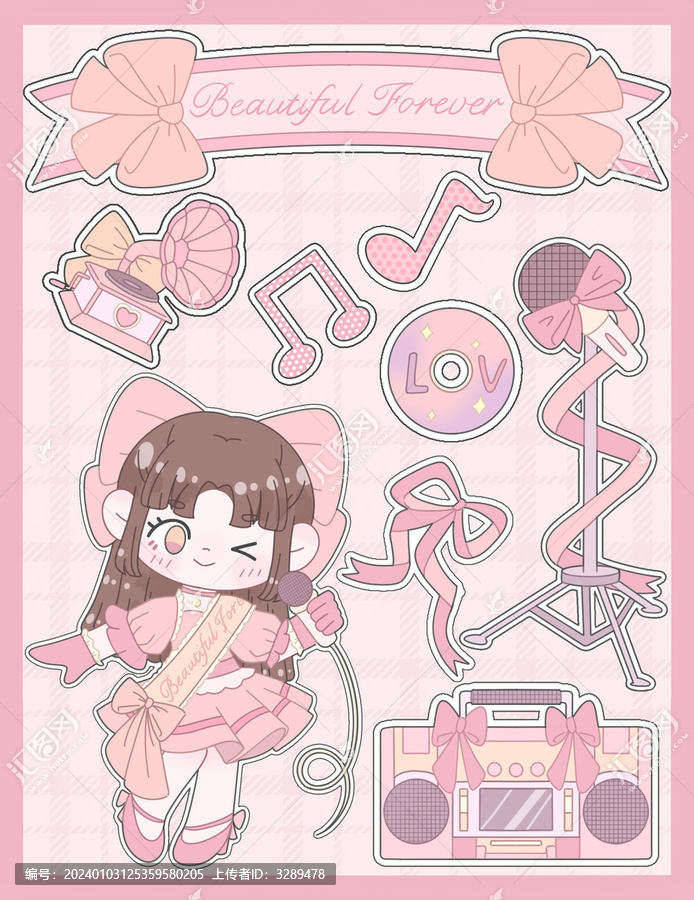 少女偶像人物貼紙