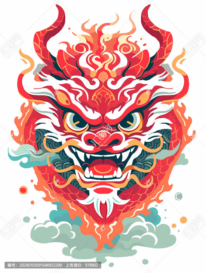 國潮龍頭矢量插畫