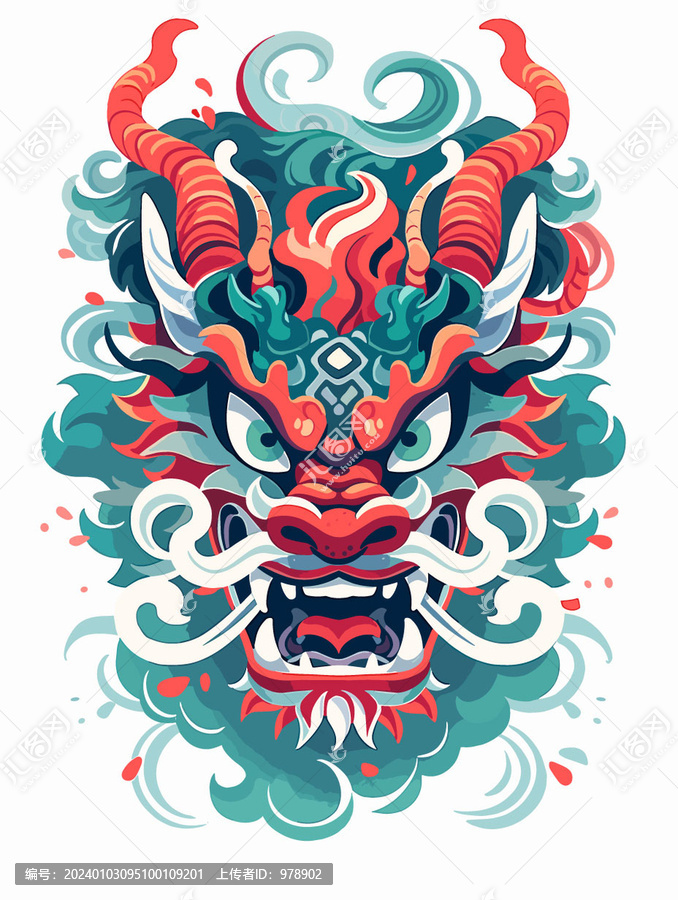 國潮龍頭矢量插畫