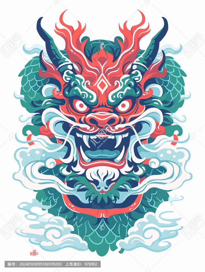 國潮龍頭矢量插畫