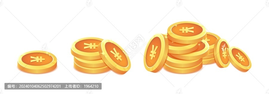 卡通矢量金幣堆