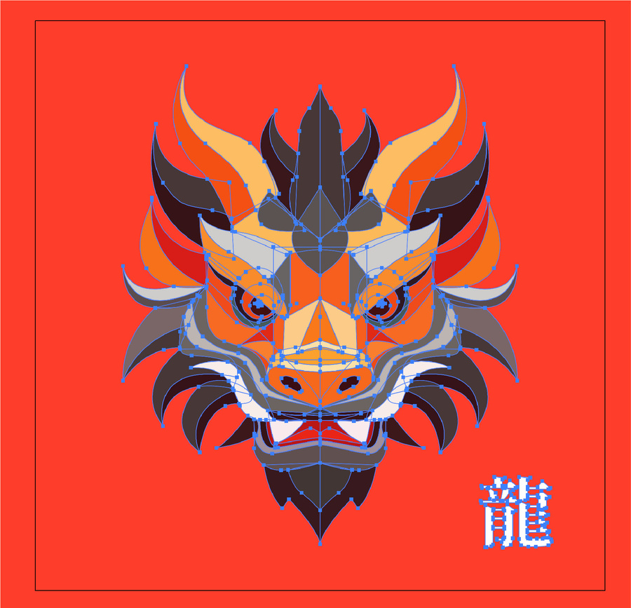 新年國潮幾何龍頭像