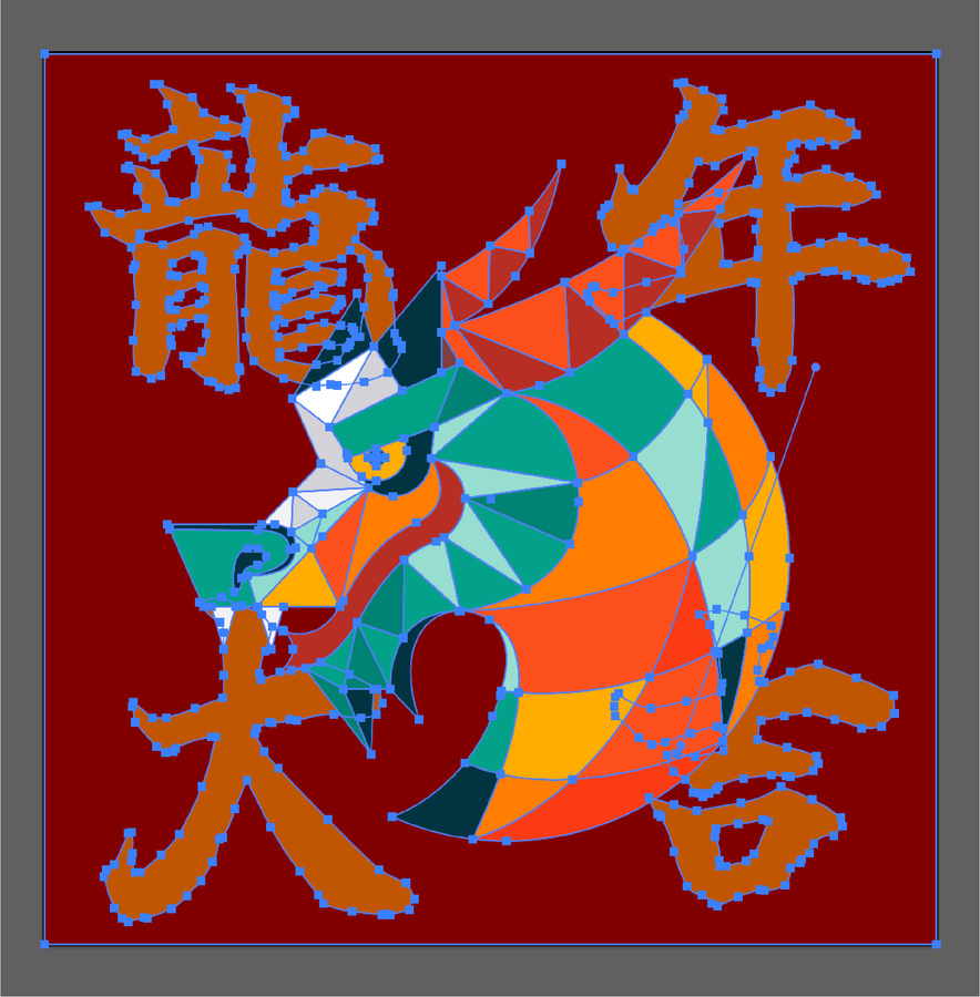 新年龍頭幾何插畫