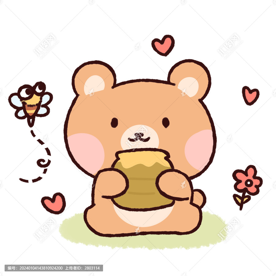 卡通小熊和蜂蜜