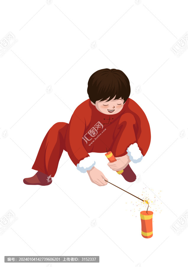 放鞭炮的可愛小男孩