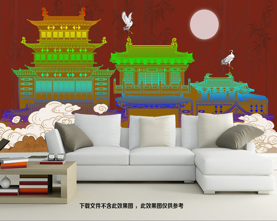 發(fā)光樓閣古建筑背景