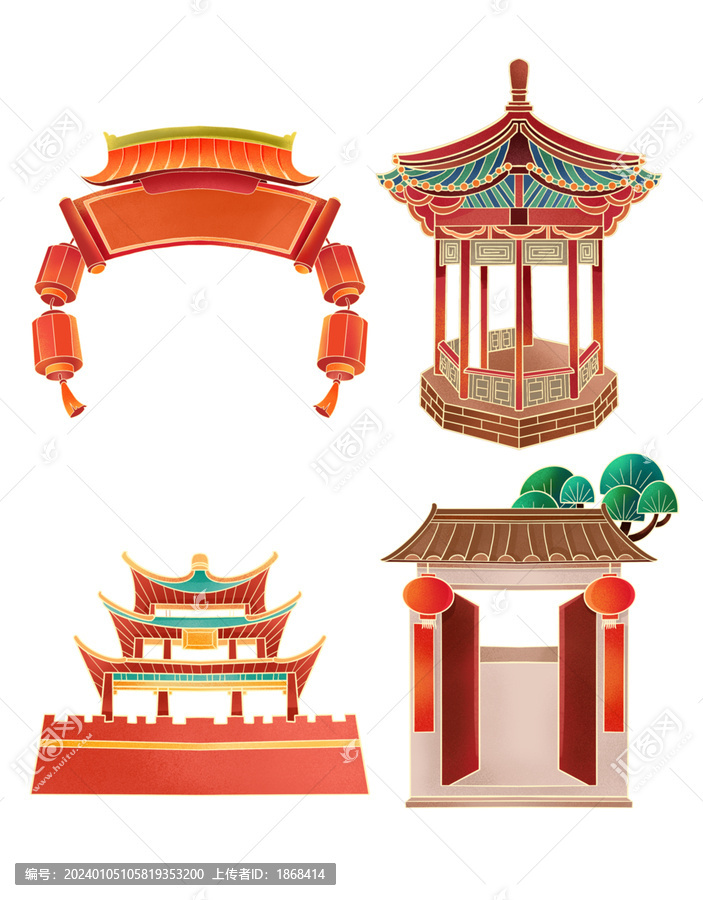 手繪國潮風建筑