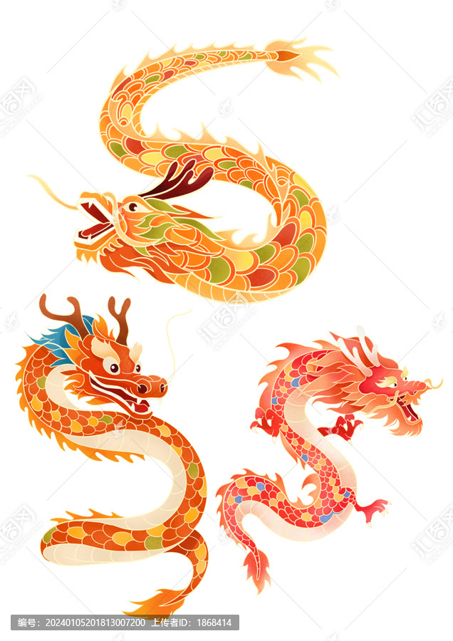 簡約創(chuàng)意國風(fēng)龍元素插畫