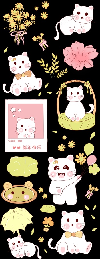 原創(chuàng)花花貓貓咕卡貼紙
