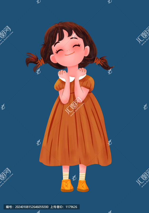 小女孩素材插畫
