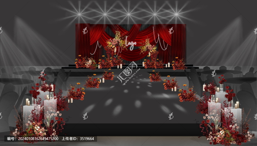 紅色布?；槎Y效果圖