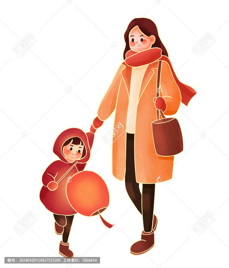 簡(jiǎn)約創(chuàng)意新年人物插畫元素