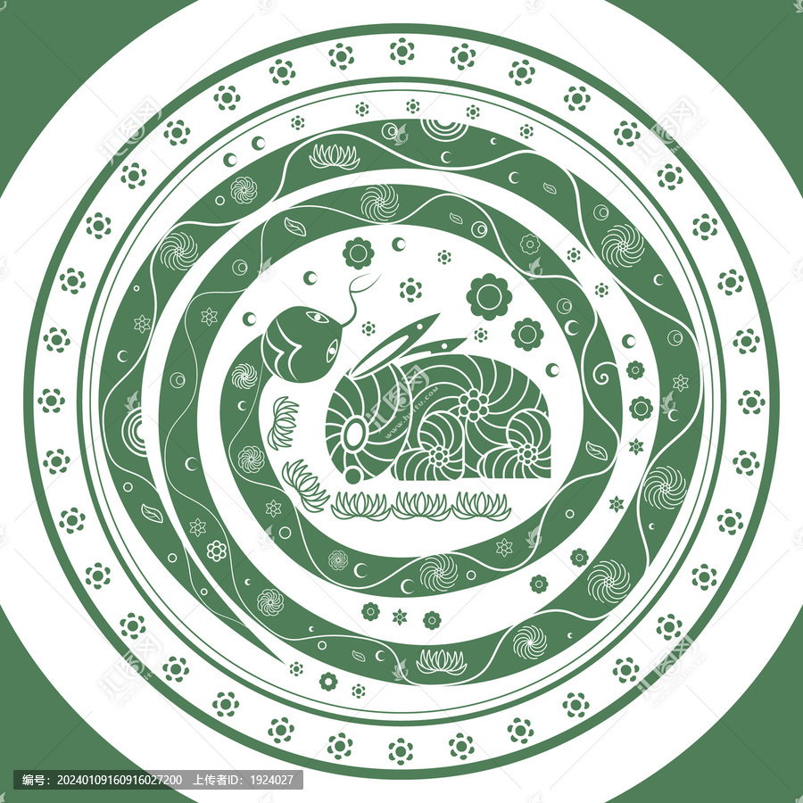 蛇年圖騰蛇盤兔民間傳統(tǒng)素材