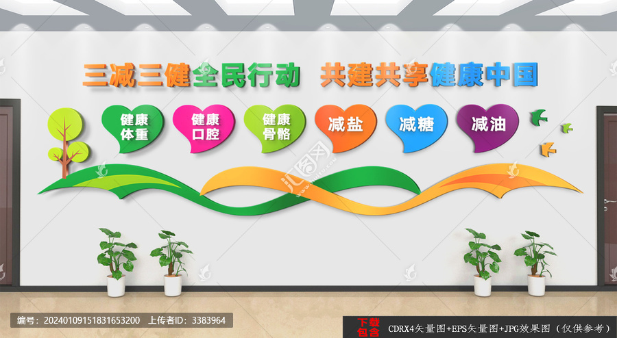三減三健醫(yī)院文化背景墻
