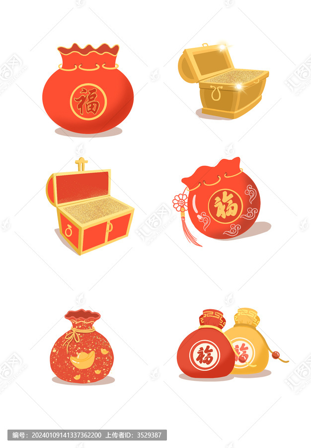 新年過年節(jié)日喜慶福袋紅包寶箱