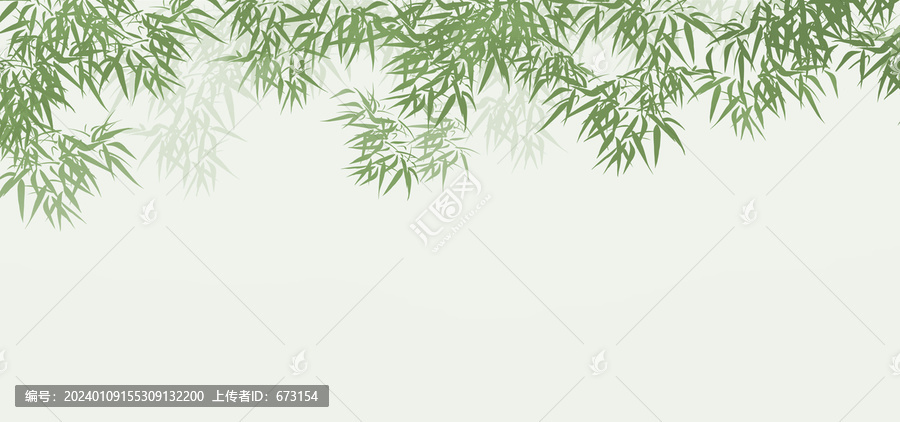 水墨綠竹葉