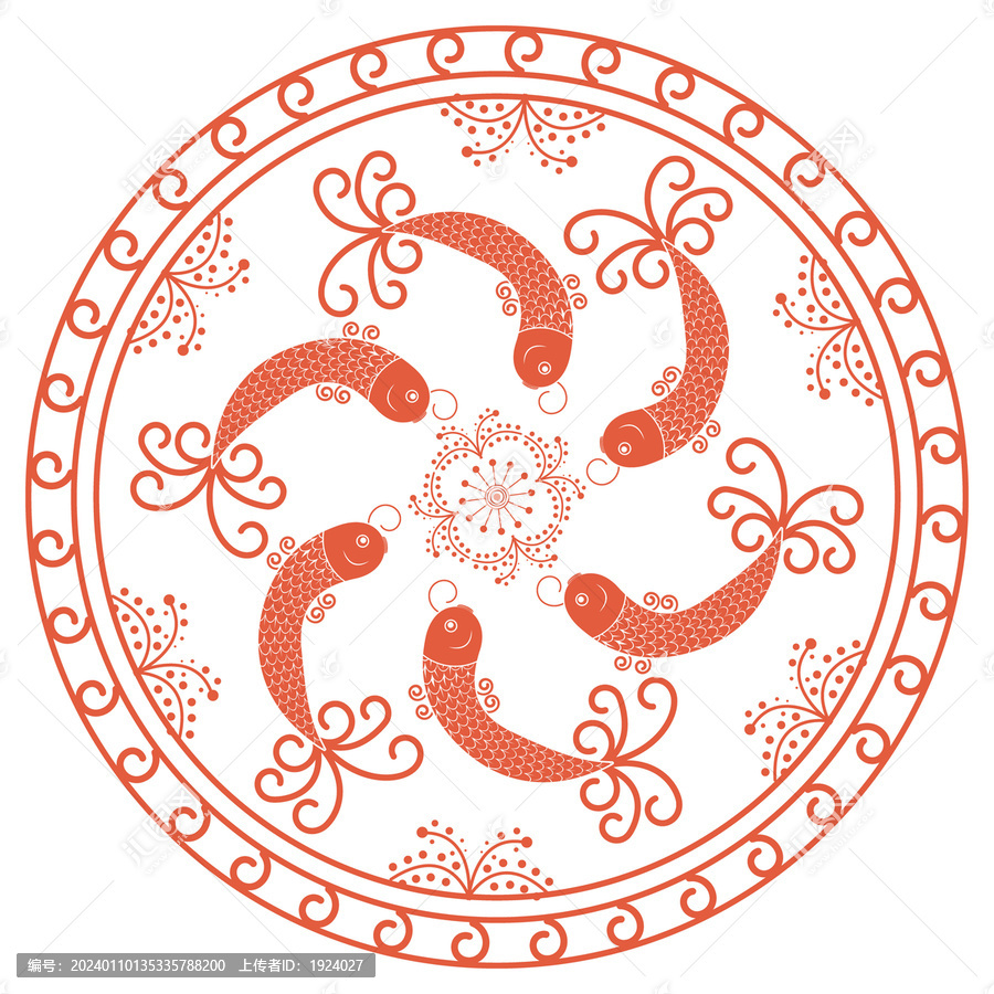 魚(yú)圖案中式傳統(tǒng)元素國(guó)風(fēng)紋樣