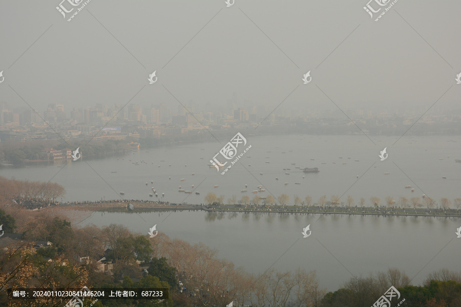 杭州西湖雾霾天