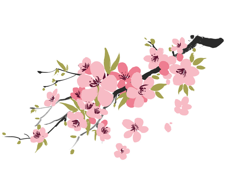 一簇盛開(kāi)的桃花