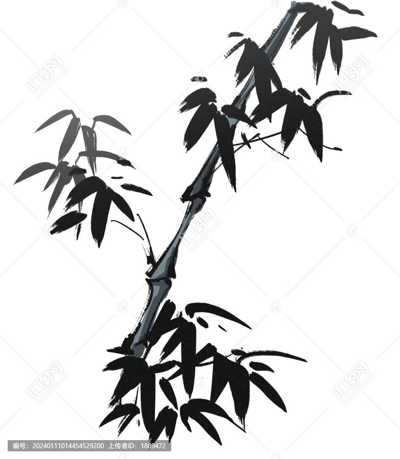 國風水墨竹子手繪元素