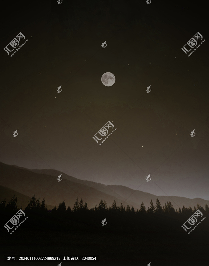 月亮升起夜晚風(fēng)景