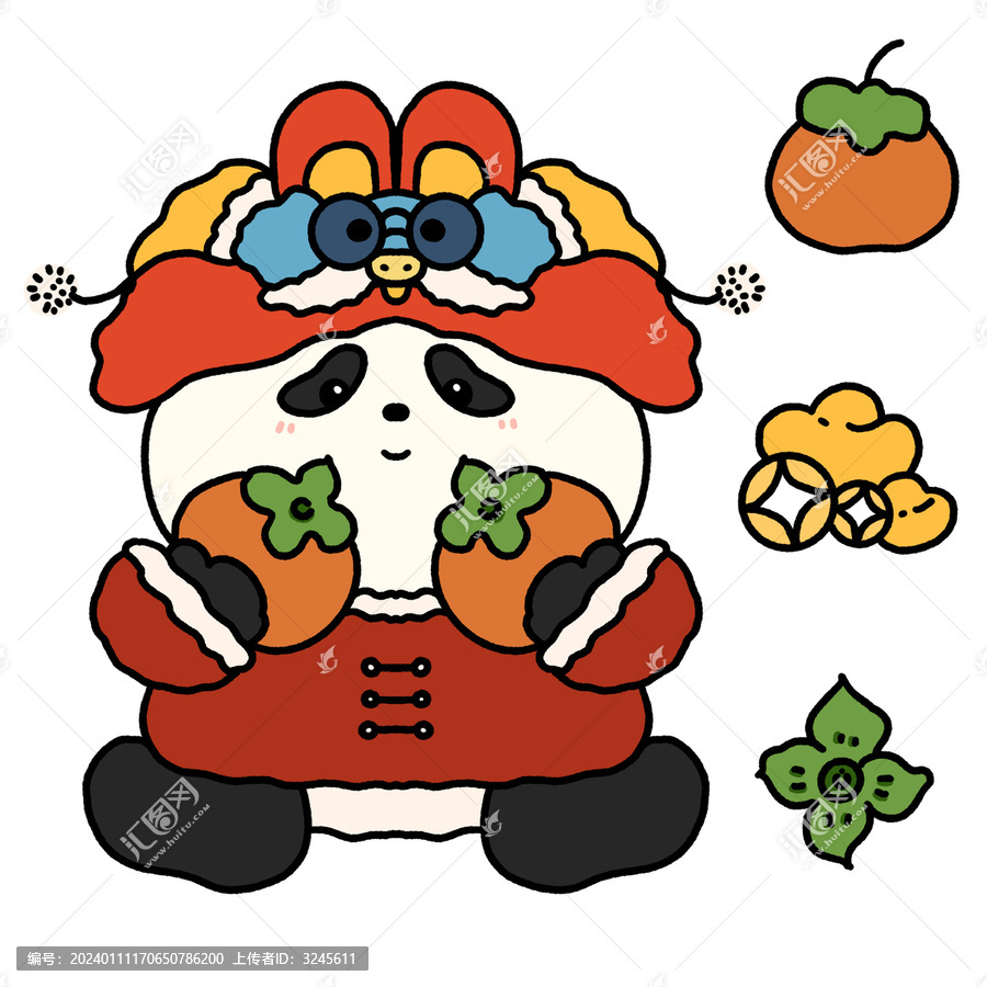 卡通熊貓柿柿如意