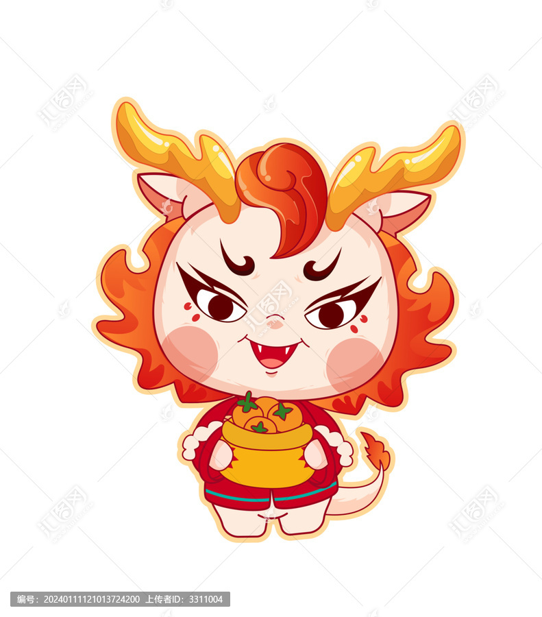 新年龍年可愛卡通龍中國龍吉祥物