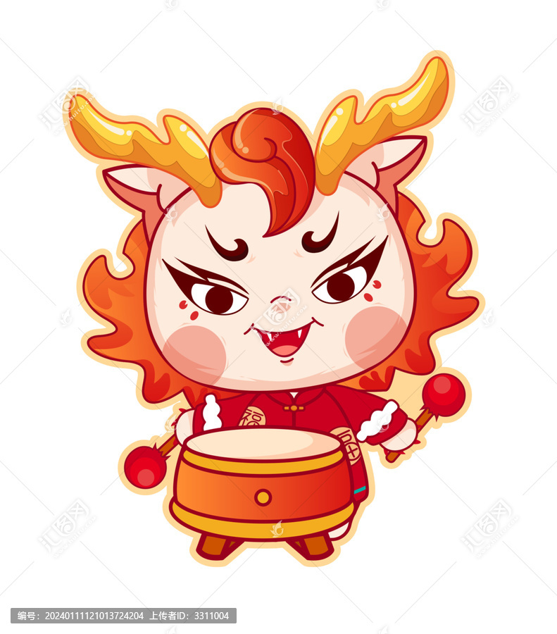 新年龍年可愛卡通龍中國龍吉祥物
