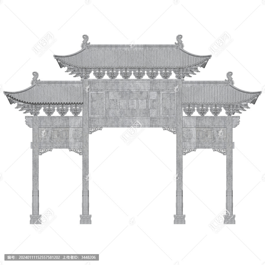 石牌樓正立面效果