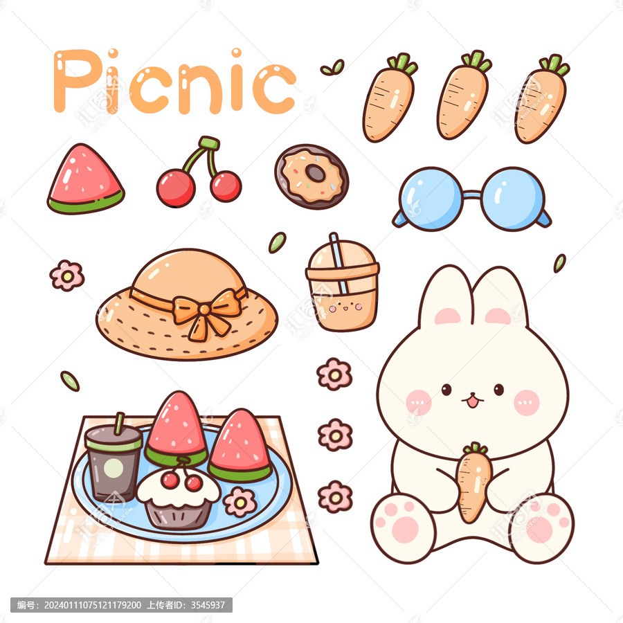 小兔子野餐貼紙